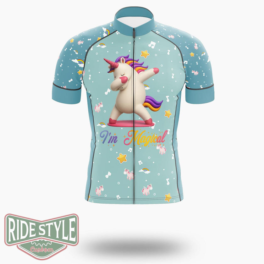 Unicorn I'm Magical Cycling Jersey Kit, Bicycle Clothing - Short Sleeve Cycling Jersey-White