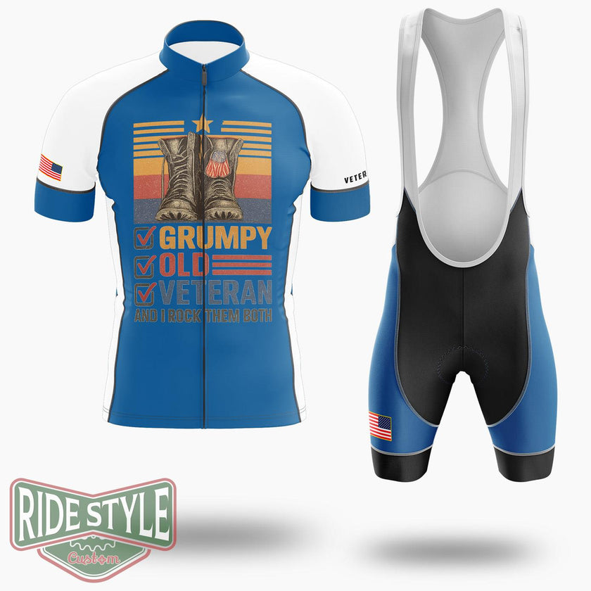 Unique Grumpy Old Veteran Cycling Jersey - Short Sleeve Cycling Jersey Kit-White