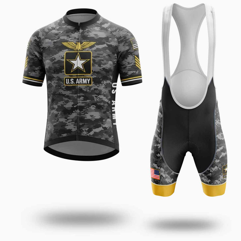 US Army Black Camo Cycling Jersey, Cycling Full Kit - Short Sleeve Cycling Jersey Kit-White