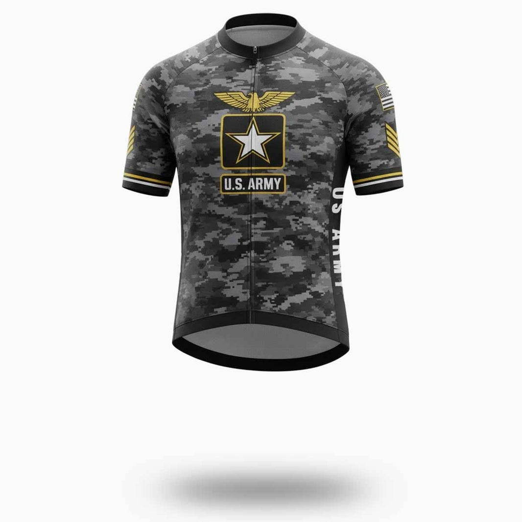 US Army Black Camo Cycling Jersey, Cycling Full Kit - Short Sleeve Cycling Jersey-White