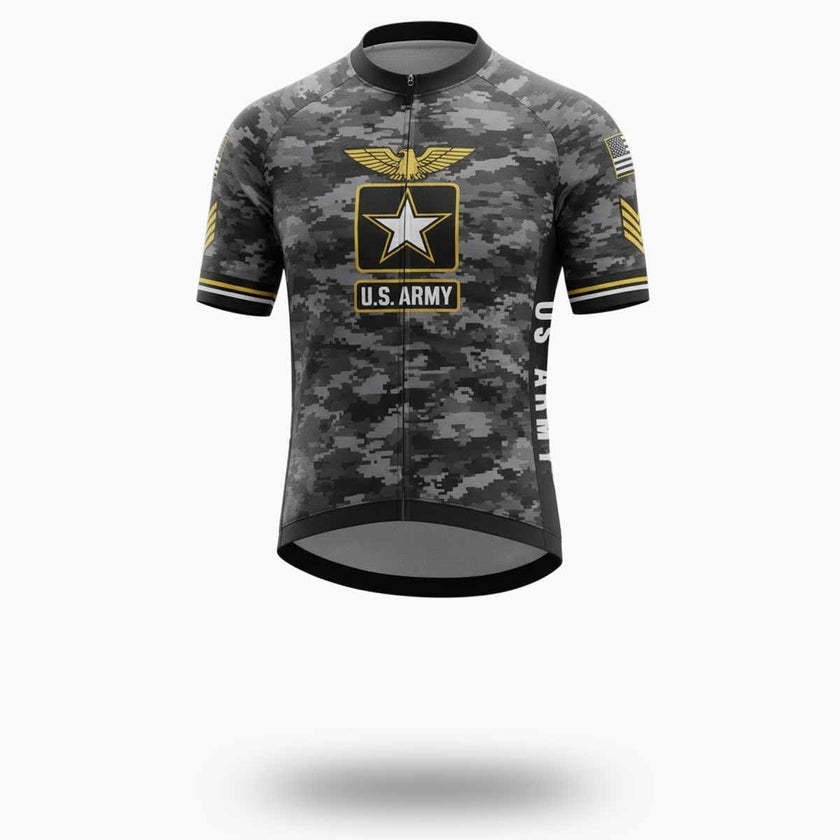 US Army Black Camo Cycling Jersey, Cycling Full Kit - Short Sleeve Cycling Jersey-White