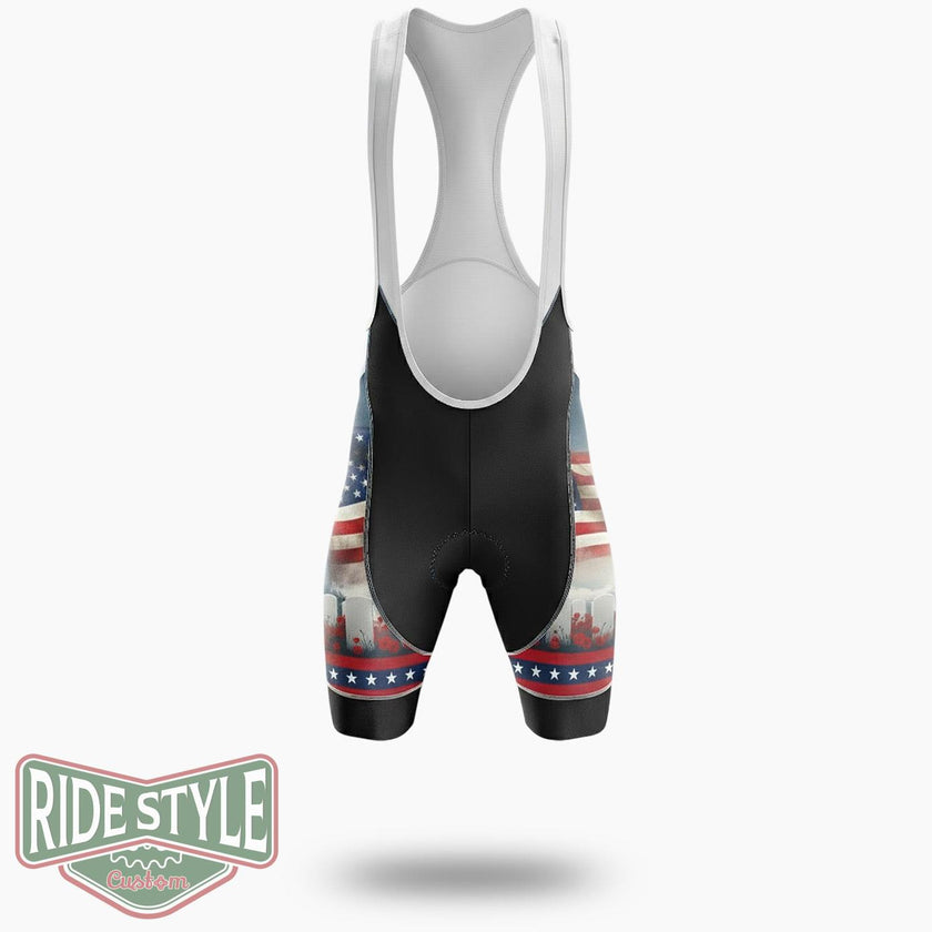 Us Flag Memorial Day Cycling Jersey Kit - Bib Shorts-White