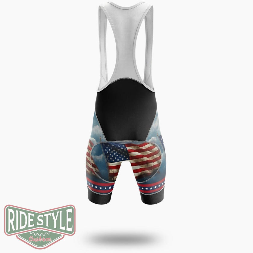 Us Flag Memorial Day Cycling Jersey Kit - Bib Shorts-White