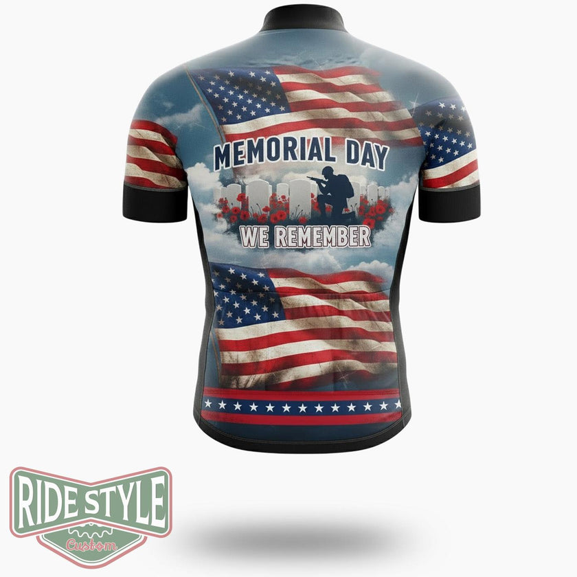 Us Flag Memorial Day Cycling Jersey Kit - Short Sleeve Cycling Jersey-White