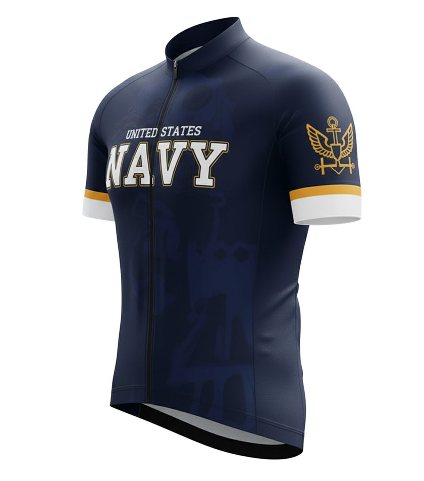 U.S Navy Blue Cycling Jersey For Men, Navy Cycling Kit - Short Sleeve Cycling Jersey-Navy