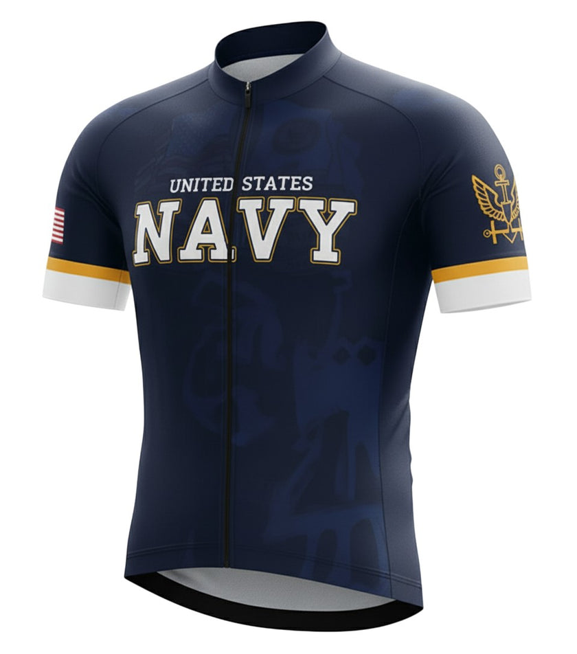 U.S Navy Blue Cycling Jersey For Men, Navy Cycling Kit - Short Sleeve Cycling Jersey-Navy