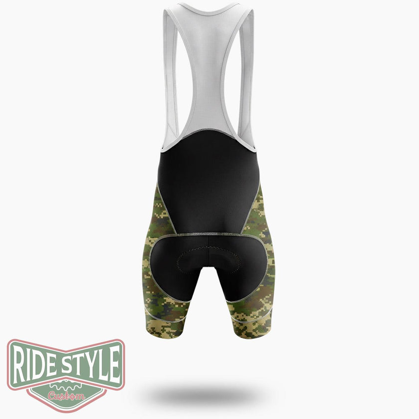Us Veteran Flag Green Camo Cycling Jersey Kit - Bib Shorts-White