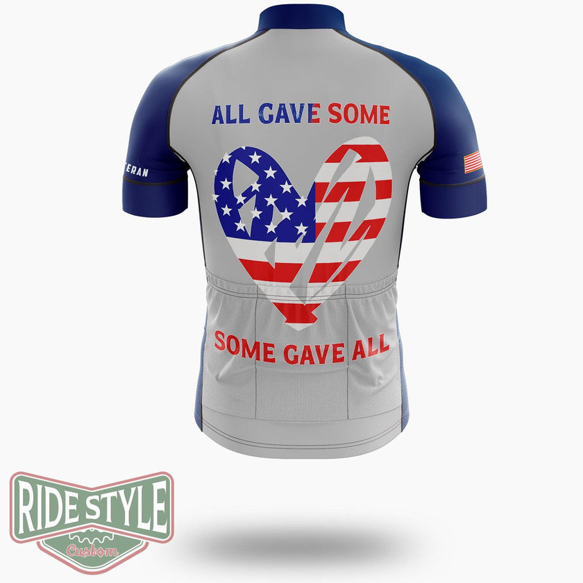 Usa Flag American Patriotic Heart Armed Forces Memorial Day Cycling Jersey Kit - Short Sleeve Cycling Jersey-White