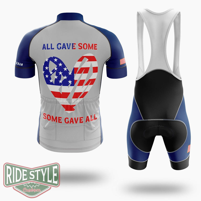 Usa Flag American Patriotic Heart Armed Forces Memorial Day Cycling Jersey Kit - Short Sleeve Cycling Jersey Kit-White