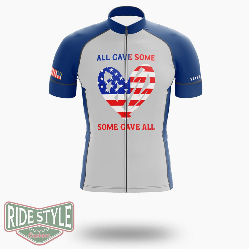 Usa Flag American Patriotic Heart Armed Forces Memorial Day Cycling Jersey Kit - Short Sleeve Cycling Jersey-White
