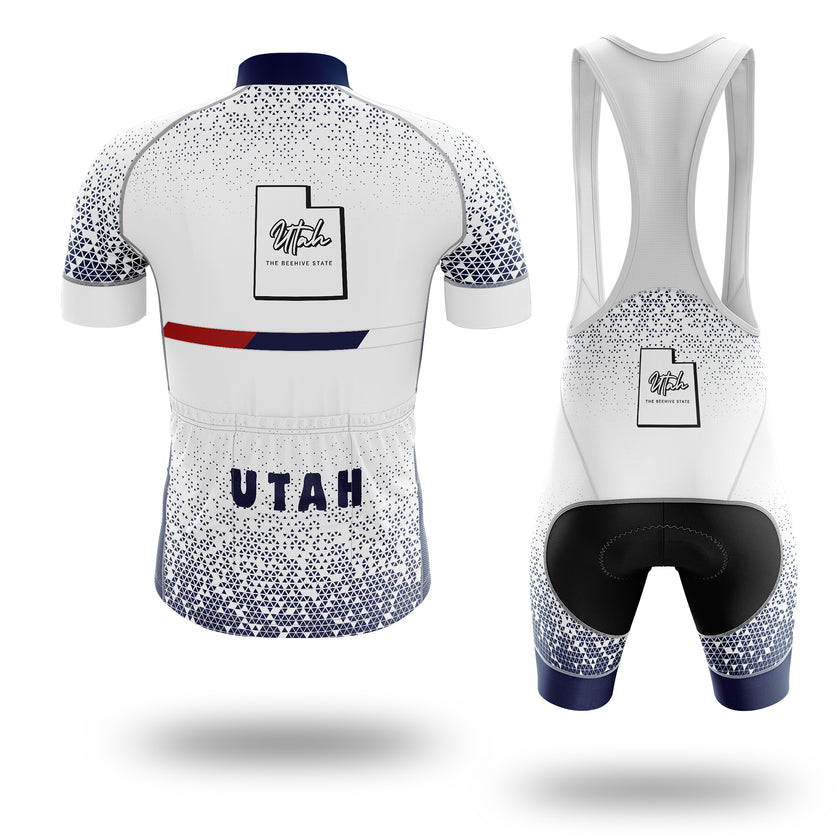 Utah Cycling Jersey, Utah Map Cycling Jersey - Short Sleeve Cycling Jersey Kit-White