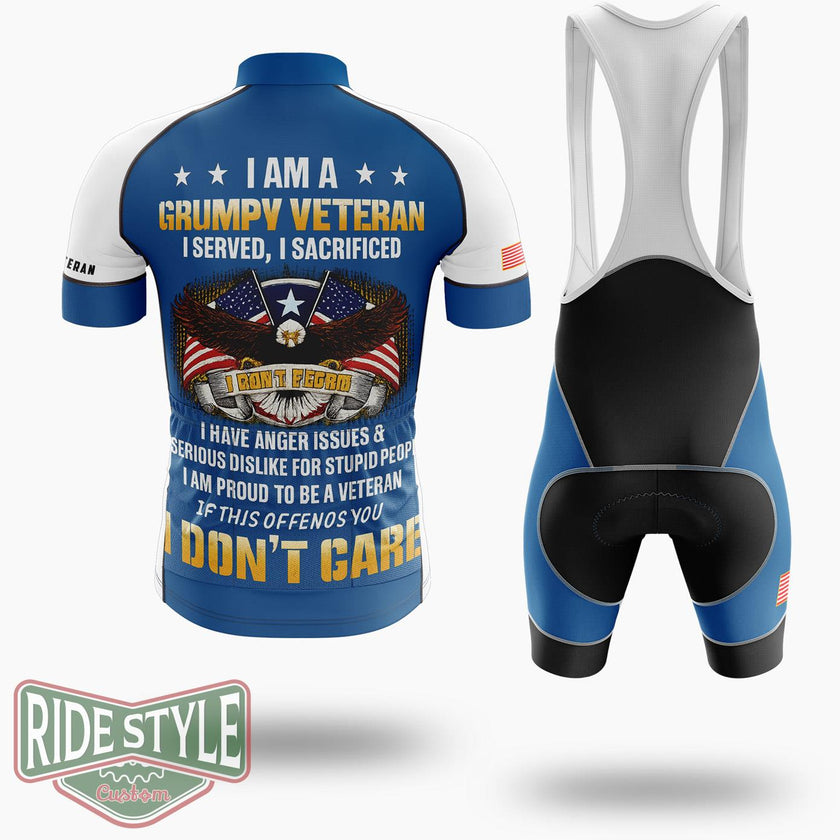 Veterans Day I Am A Grumpy Old Veteran Classic Cycling Jersey - Short Sleeve Cycling Jersey Kit-White