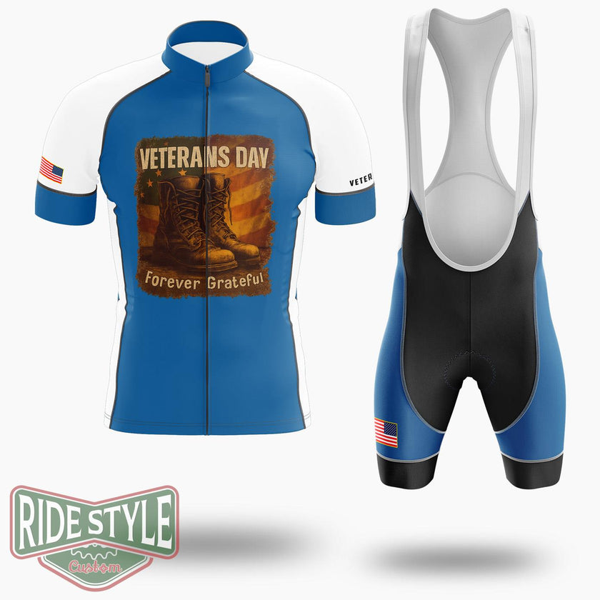 Veterans Day Tribute Tee Grateful Veteran Cotton Cycling Jersey - Short Sleeve Cycling Jersey Kit-White