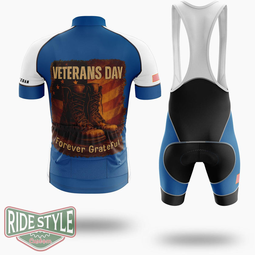 Veterans Day Tribute Tee Grateful Veteran Cotton Cycling Jersey - Short Sleeve Cycling Jersey Kit-White