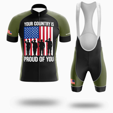 Veterans Day, Your Country Is Pround Of You Veteran Cycling Jersey Short Sleeve - Short Sleeve Cycling Jersey Kit-White