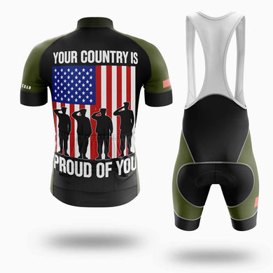 Veterans Day, Your Country Is Pround Of You Veteran Cycling Jersey Short Sleeve - Short Sleeve Cycling Jersey Kit-White
