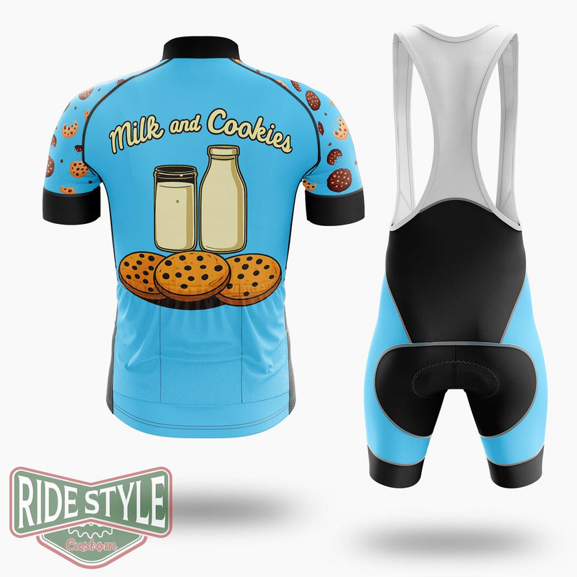 Vintage And Cookies Blue Chocolate Chip Cycling Jersey Kit, Bicycle Clothing - Short Sleeve Cycling Jersey Kit-White