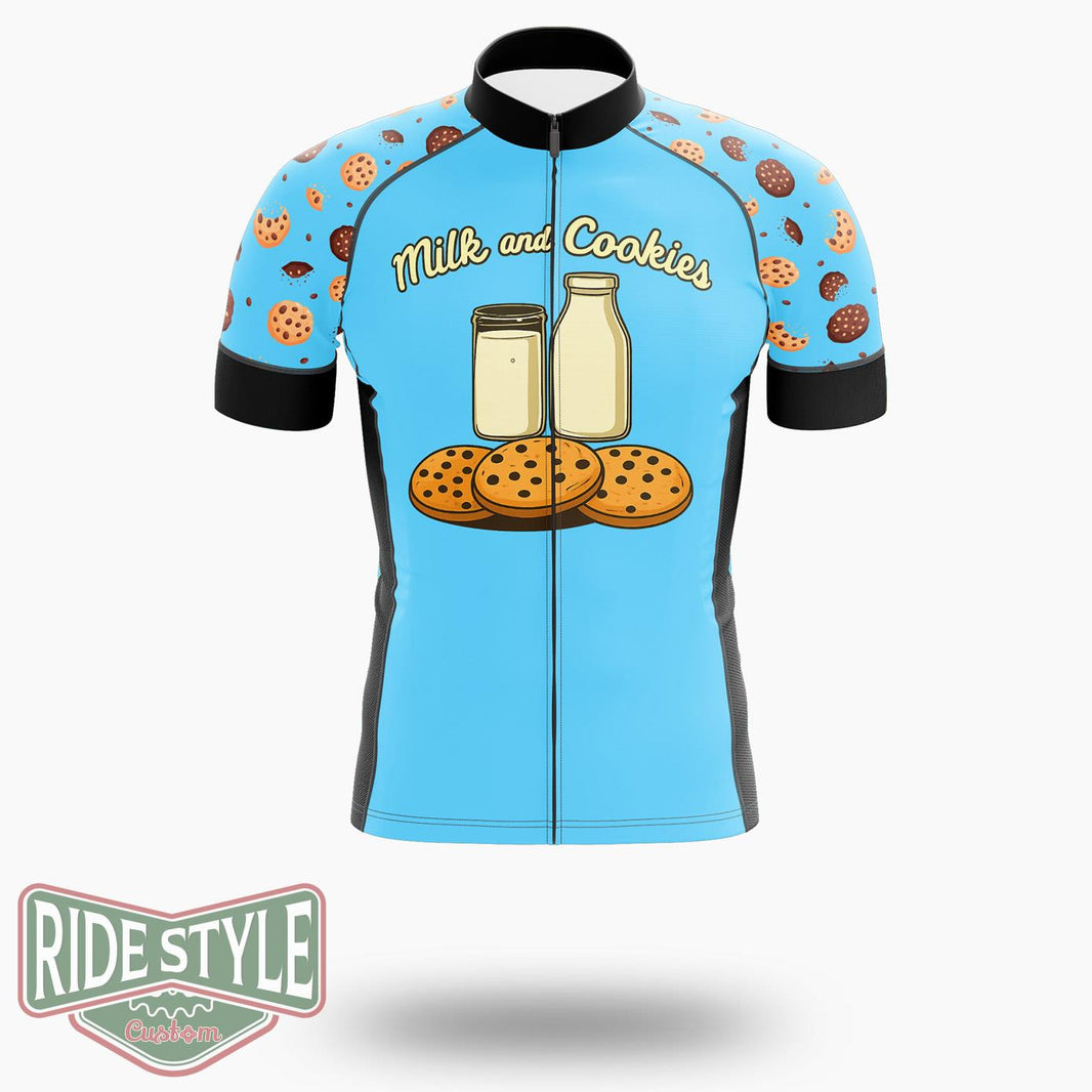 Vintage And Cookies Blue Chocolate Chip Cycling Jersey Kit, Bicycle Clothing - Short Sleeve Cycling Jersey-White