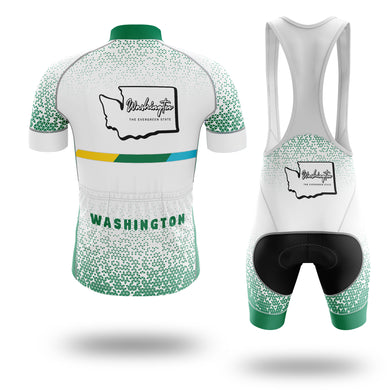 Washington Cycling Jersey, Washington Map Cycling Jersey - Short Sleeve Cycling Jersey Kit-White