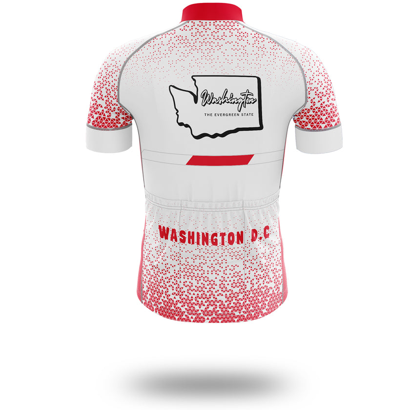 Washington DC Cycling Jersey Full Set, Washington DC Map Cycling Jersey - Short Sleeve Cycling Jersey-White