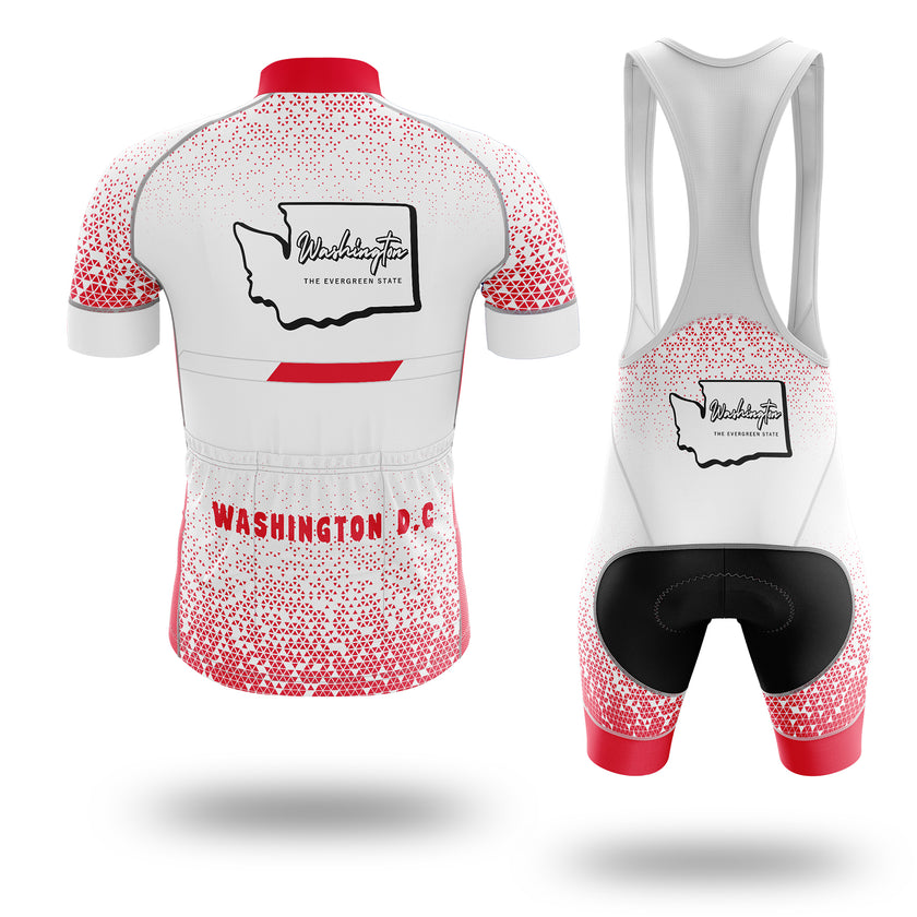 Washington DC Cycling Jersey Full Set, Washington DC Map Cycling Jersey - Short Sleeve Cycling Jersey Kit-White