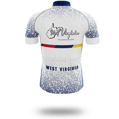 West Virginia Cycling Jersey, West Virginia Map Cycling Jersey - Short Sleeve Cycling Jersey-White