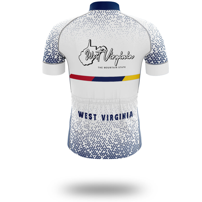 West Virginia Cycling Jersey, West Virginia Map Cycling Jersey - Short Sleeve Cycling Jersey-White