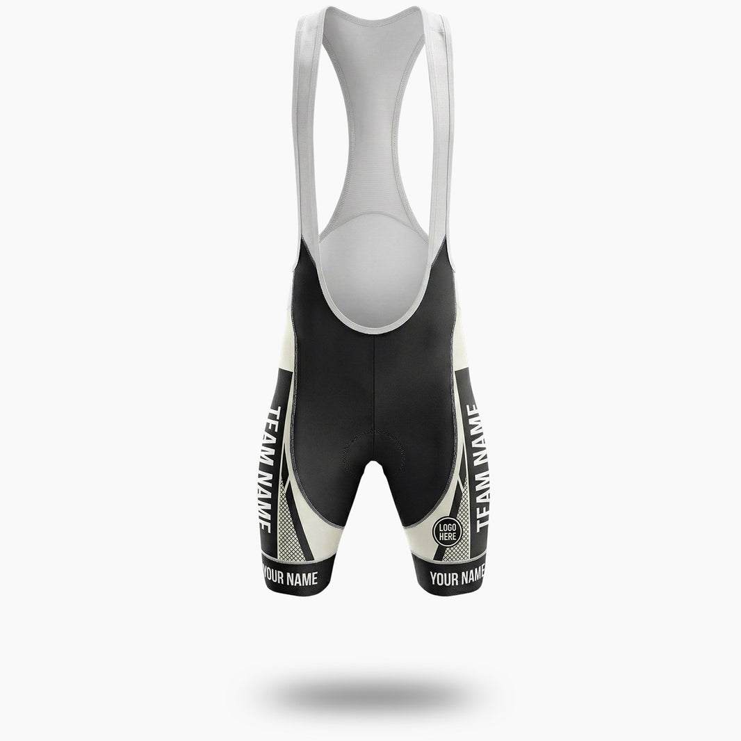 White and Black Pattern Cycling Jersey, Custom Name, Custom Team Name and Custom Logo Cycling Jersey - Bib Shorts-White