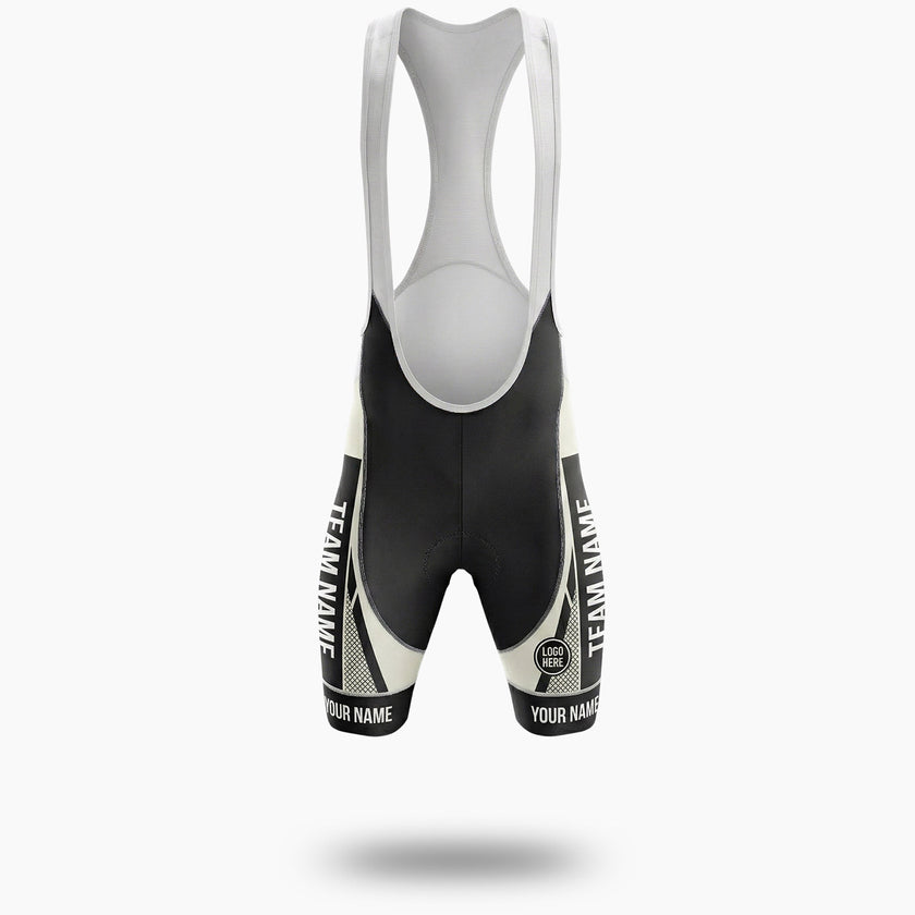 White and Black Pattern Cycling Jersey, Custom Name, Custom Team Name and Custom Logo Cycling Jersey - Bib Shorts-White