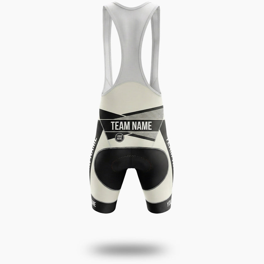 White and Black Pattern Cycling Jersey, Custom Name, Custom Team Name and Custom Logo Cycling Jersey - Bib Shorts-White