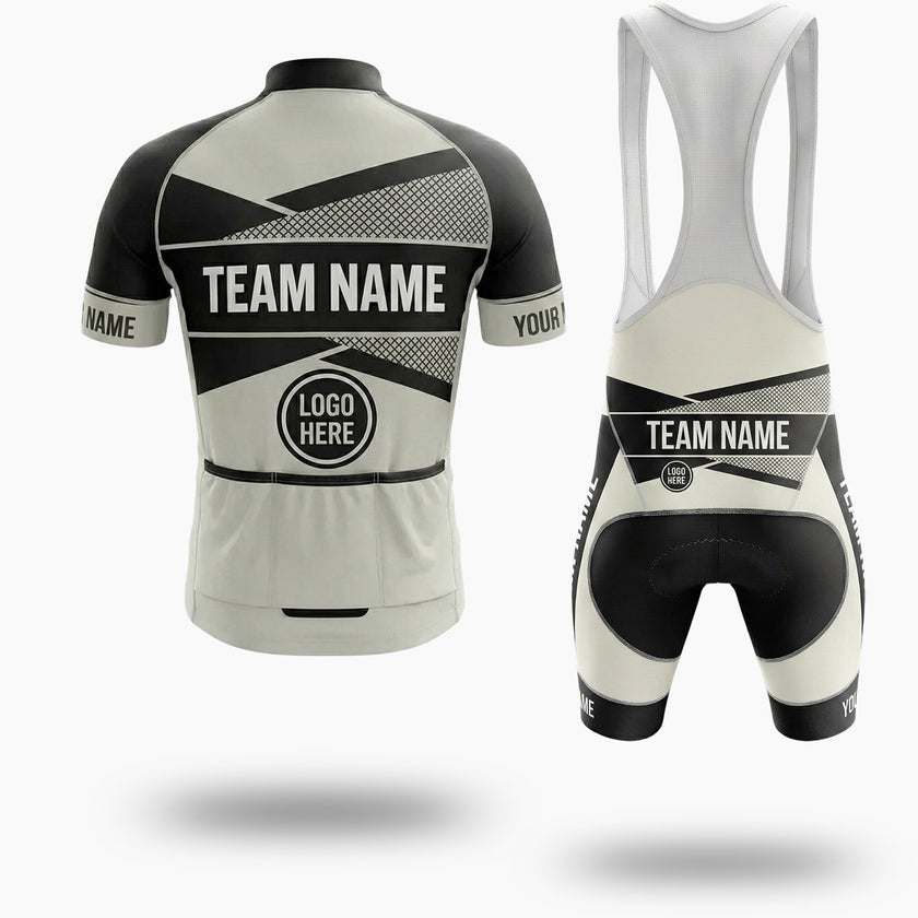White and Black Pattern Cycling Jersey, Custom Name, Custom Team Name and Custom Logo Cycling Jersey - Short Sleeve Cycling Jersey Kit-White