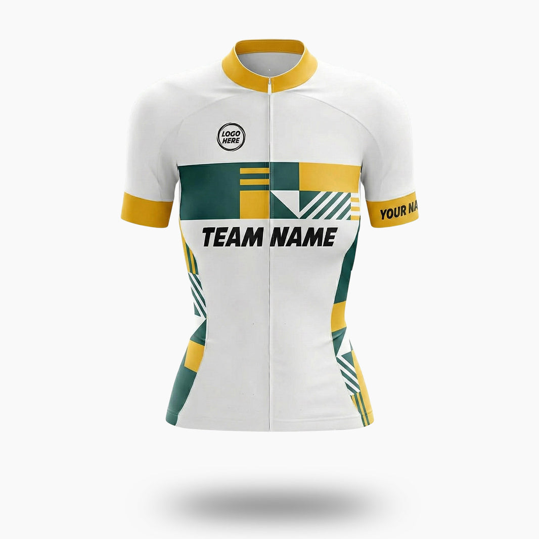 Women Cycling Jersey Custom Team Name, Logo Team and Personalized Name Jersey Full Kit - Women Short Sleeve Cycling Jersey-White