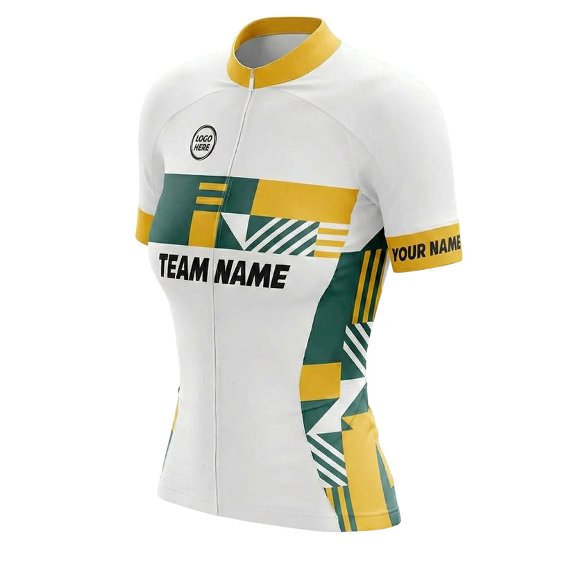 Women Cycling Jersey Custom Team Name, Logo Team and Personalized Name Jersey Full Kit - Women Short Sleeve Cycling Jersey-White