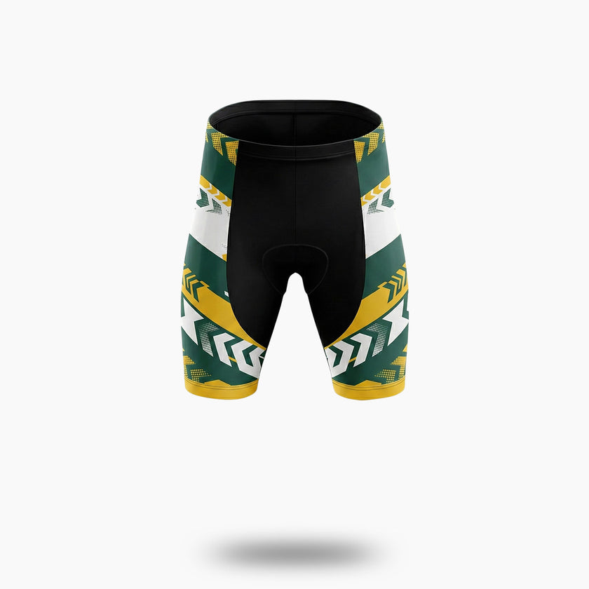 Women Cycling Jersey Green & Yellow Custom Name, Custom Team Name, Upload Team Logo Jersey - Women Shorts-White