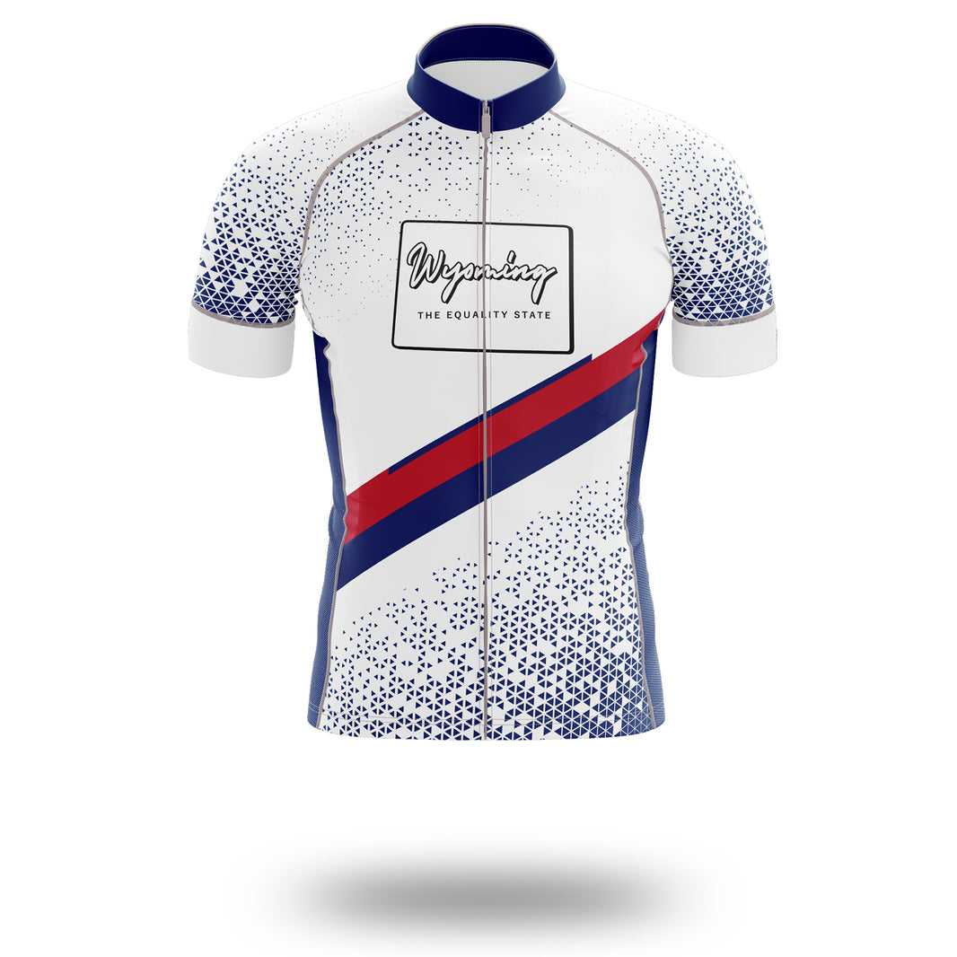 Wyoming Cycling Jersey, Wyoming Map Cycling Jersey - Short Sleeve Cycling Jersey-White