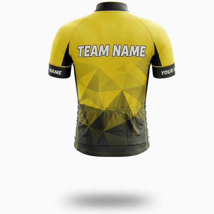 Yellow Men's Cycling Jersey Custom Name, Custom Logo Team - Short Sleeve Cycling Jersey-White