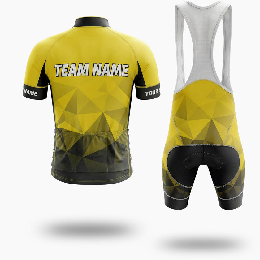 Yellow Men's Cycling Jersey Custom Name, Custom Logo Team - Short Sleeve Cycling Jersey Kit-White