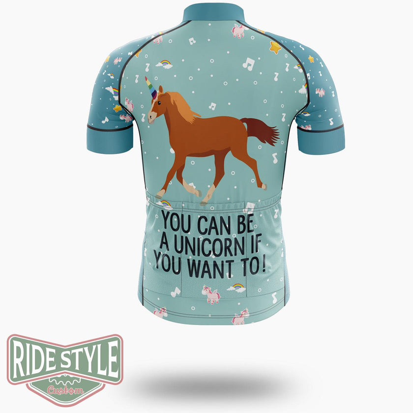 You Can Be A Unicorn Cycling Jersey Kit, Bicycle Clothing - Short Sleeve Cycling Jersey-White