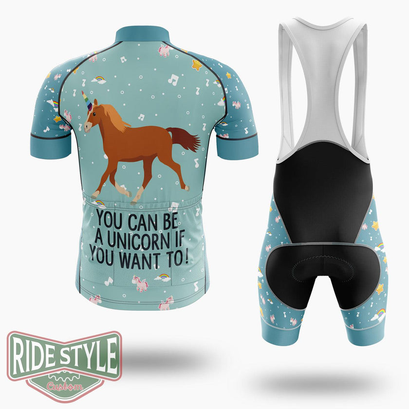 You Can Be A Unicorn Cycling Jersey Kit, Bicycle Clothing - Short Sleeve Cycling Jersey Kit-White