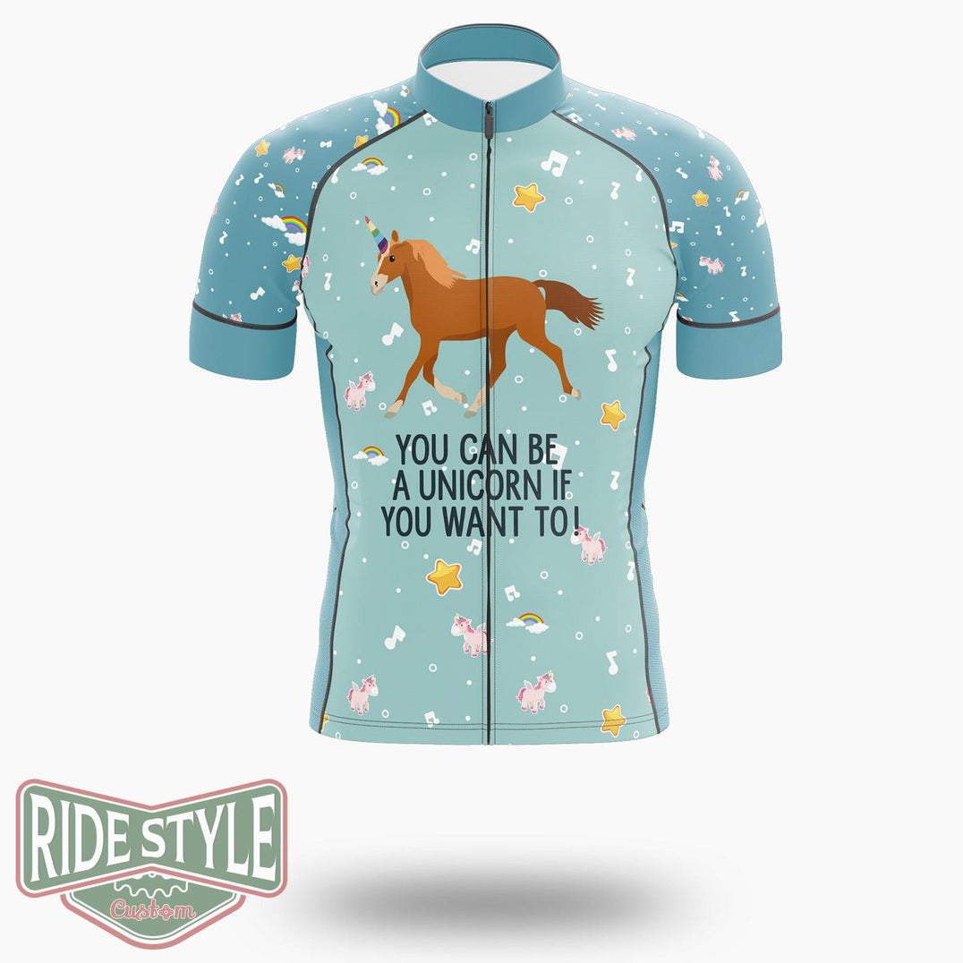 You Can Be A Unicorn Cycling Jersey Kit, Bicycle Clothing - Short Sleeve Cycling Jersey-White