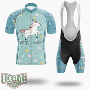 100% Unicorn Cycling Jersey Kit, Bicycle Clothing - Short Sleeve Cycling Jersey Kit-White