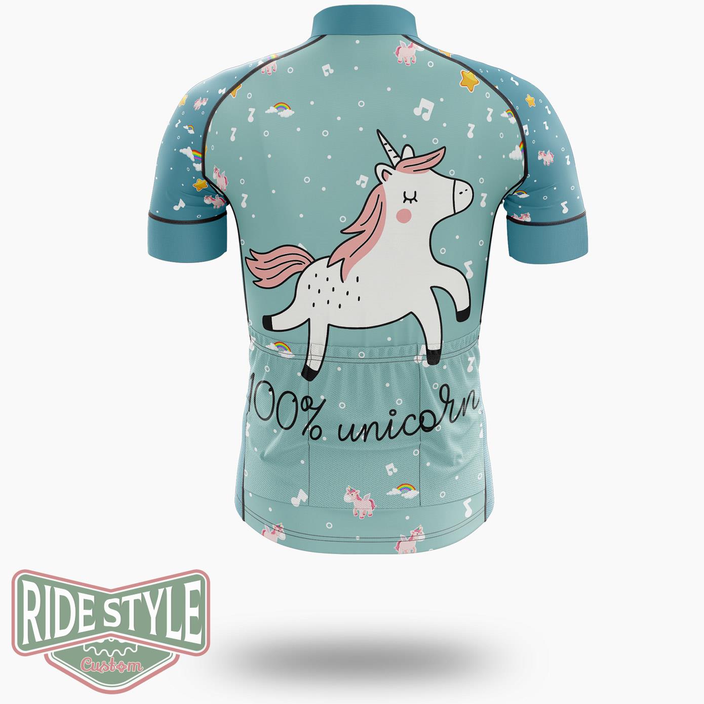 100% Unicorn Cycling Jersey Kit, Bicycle Clothing - Short Sleeve Cycling Jersey-White