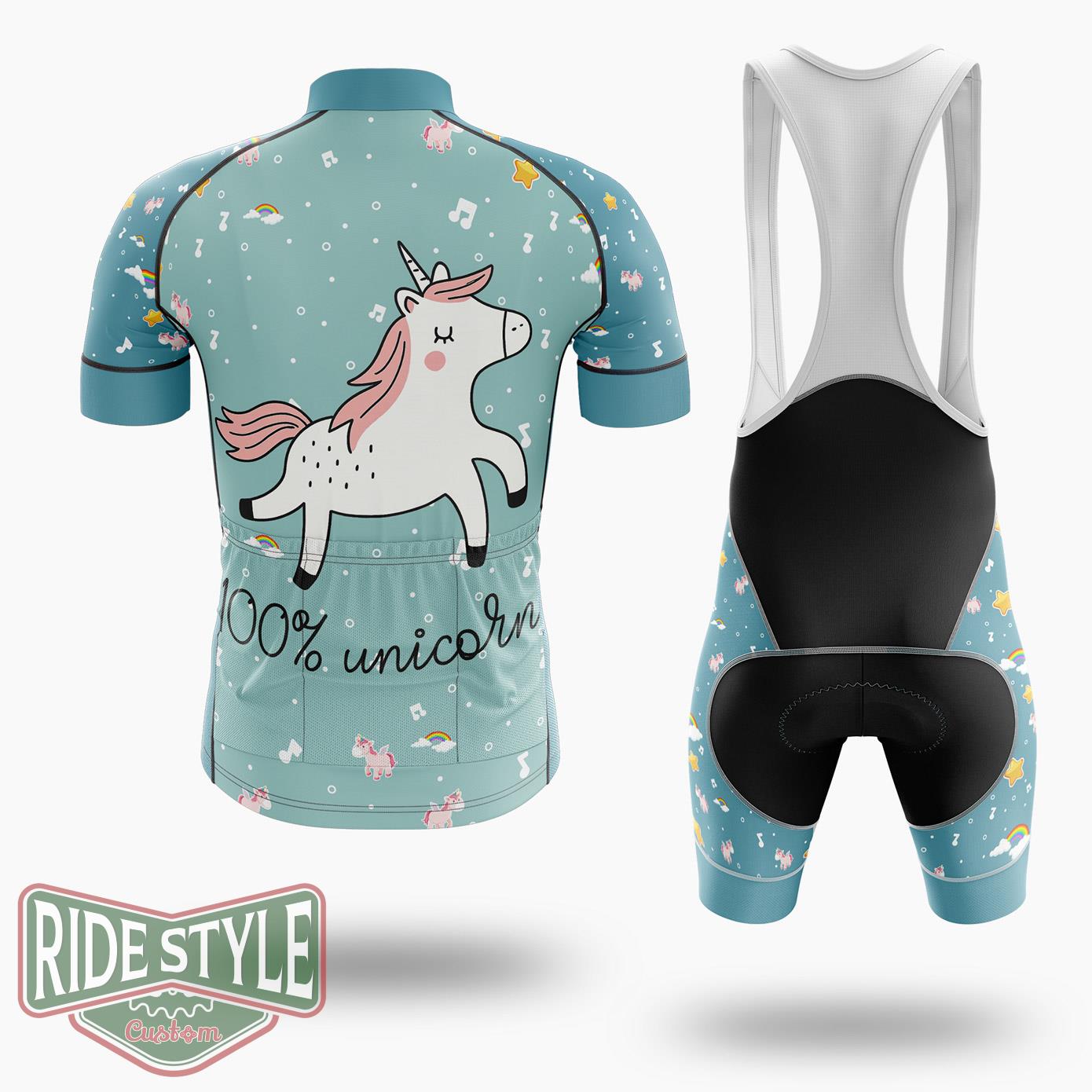 100% Unicorn Cycling Jersey Kit, Bicycle Clothing - Short Sleeve Cycling Jersey Kit-White