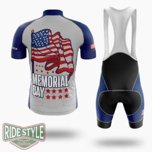 4th July American Flag Memorial Day Cycling Jersey Kit - Short Sleeve Cycling Jersey Kit-White