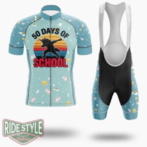 50 Days Of School Dabbing Unicorn Cycling Jersey Kit, Bicycle Clothing - Short Sleeve Cycling Jersey Kit-White