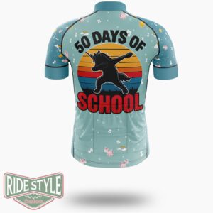50 Days Of School Dabbing Unicorn Cycling Jersey Kit, Bicycle Clothing - Short Sleeve Cycling Jersey-White