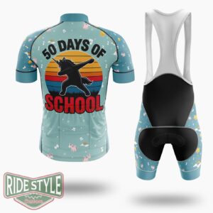 50 Days Of School Dabbing Unicorn Cycling Jersey Kit, Bicycle Clothing - Short Sleeve Cycling Jersey Kit-White