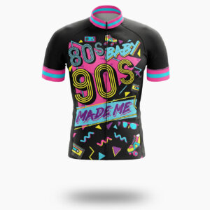 80s 90s Baby Made Me, Nostalgia 80s Cycling Jersey Full Kit - Short Sleeve Cycling Jersey-White