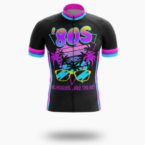 80s Tropical Retro, The 80s Memories, Miami Vice Bike Cycling Jersey - Short Sleeve Cycling Jersey-White