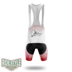 Alabama Cycling Jersey, Alabama Map Cycling Jersey - Bib Shorts-White